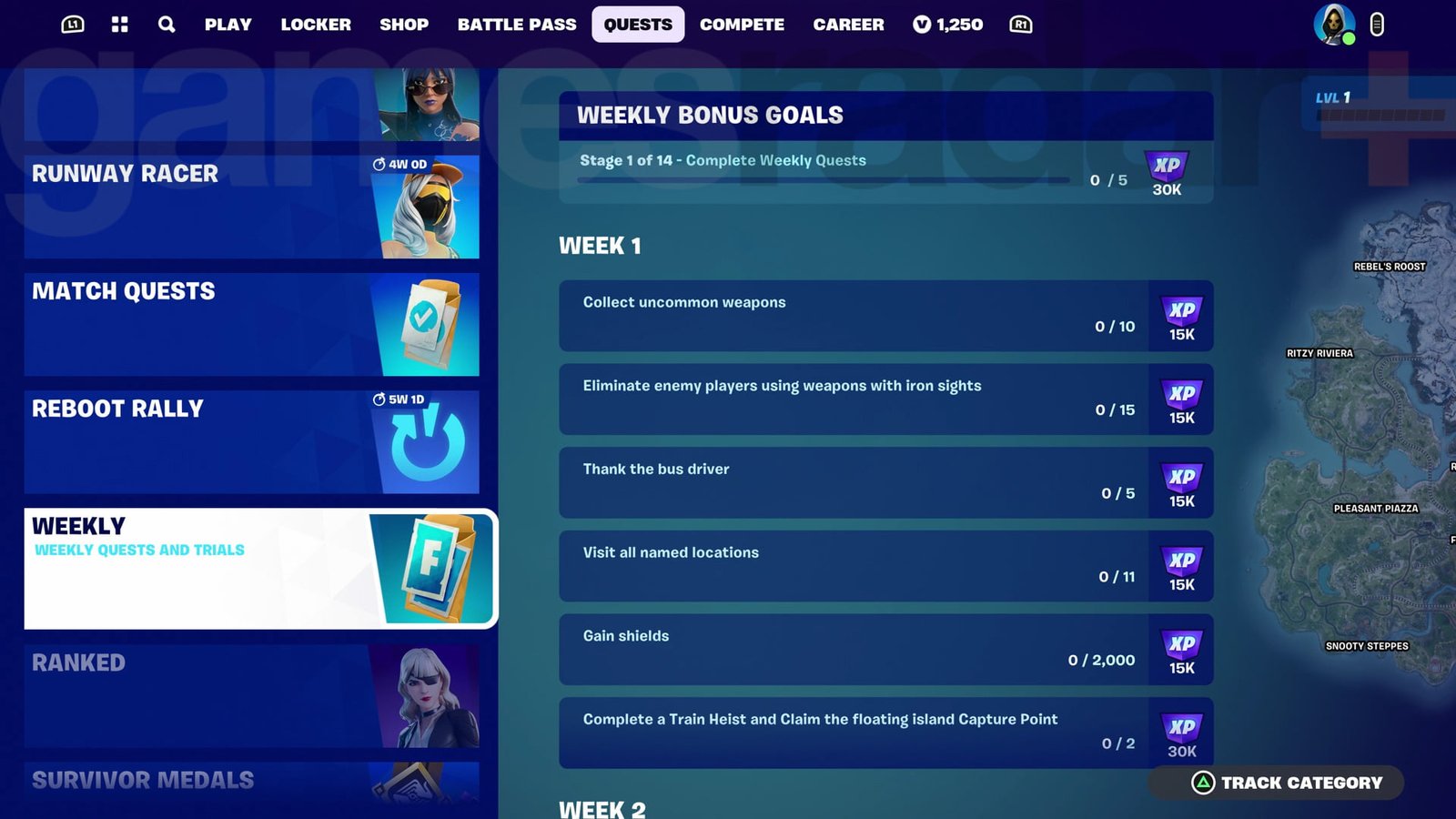Weekly Fortnite Quests in Chapter 5 Season 1