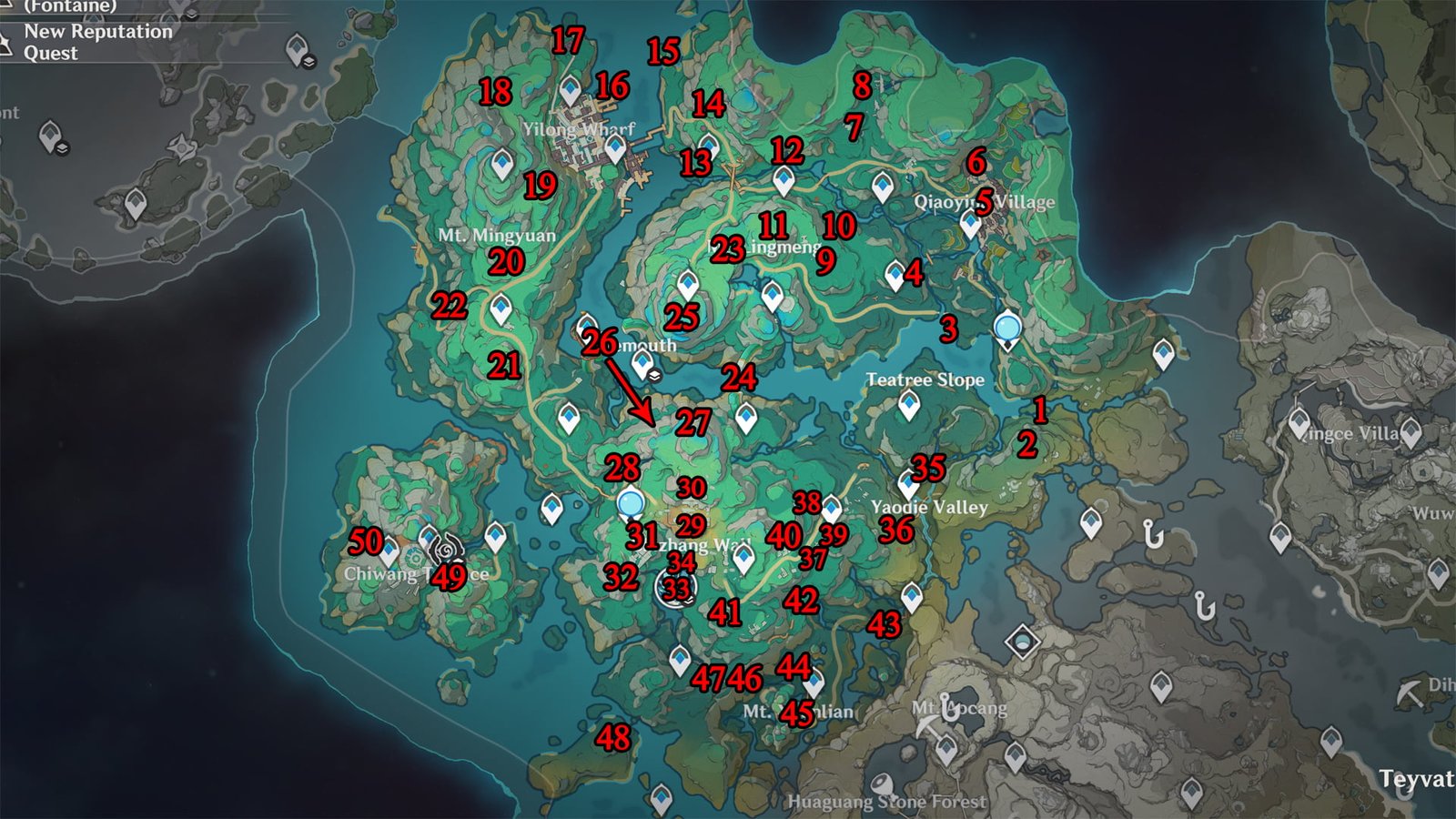 Genshin Impact Spirit Carp locations