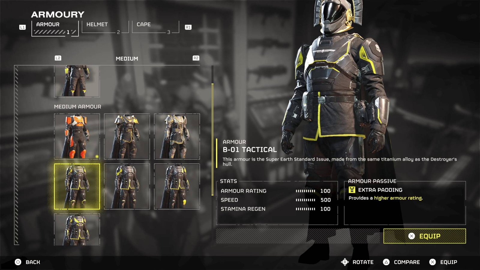 Helldivers 2 medium armor with extra padding