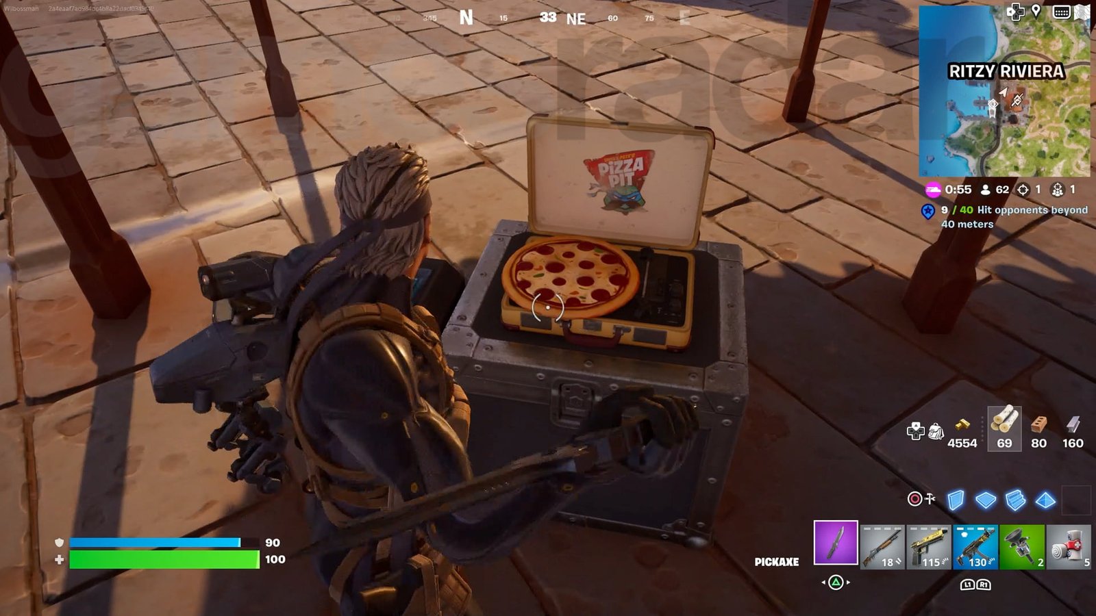 Destroying one of the Fortnite evil brainwashing pizza turntables
