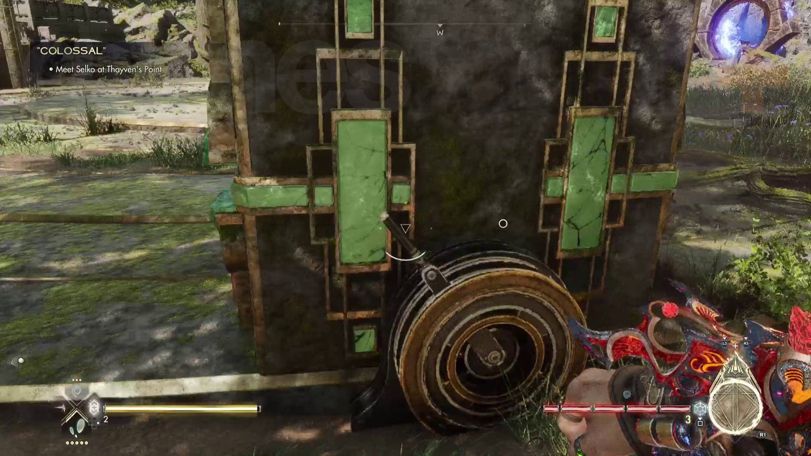 Immortals of Aveum Greyveil Plaza tower puzzle Jak throwing green lever