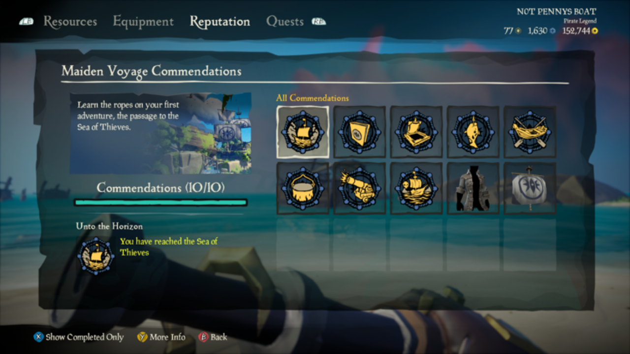 Sea of Thieves Maiden Voyage commendations