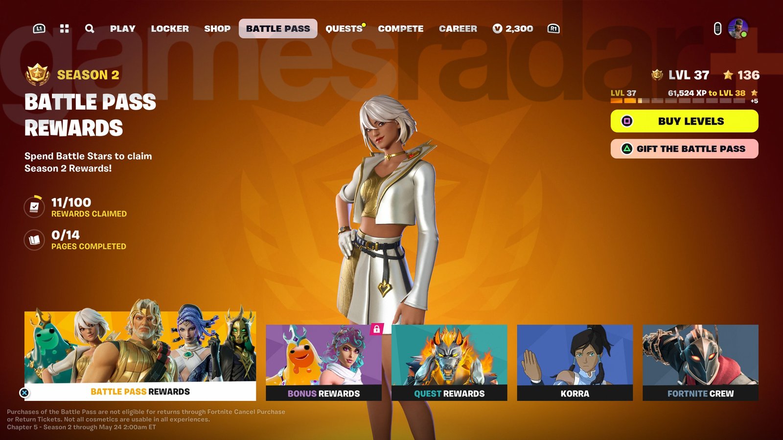 Fortnite Season 2 of Chapter 5 Battle Pass screen