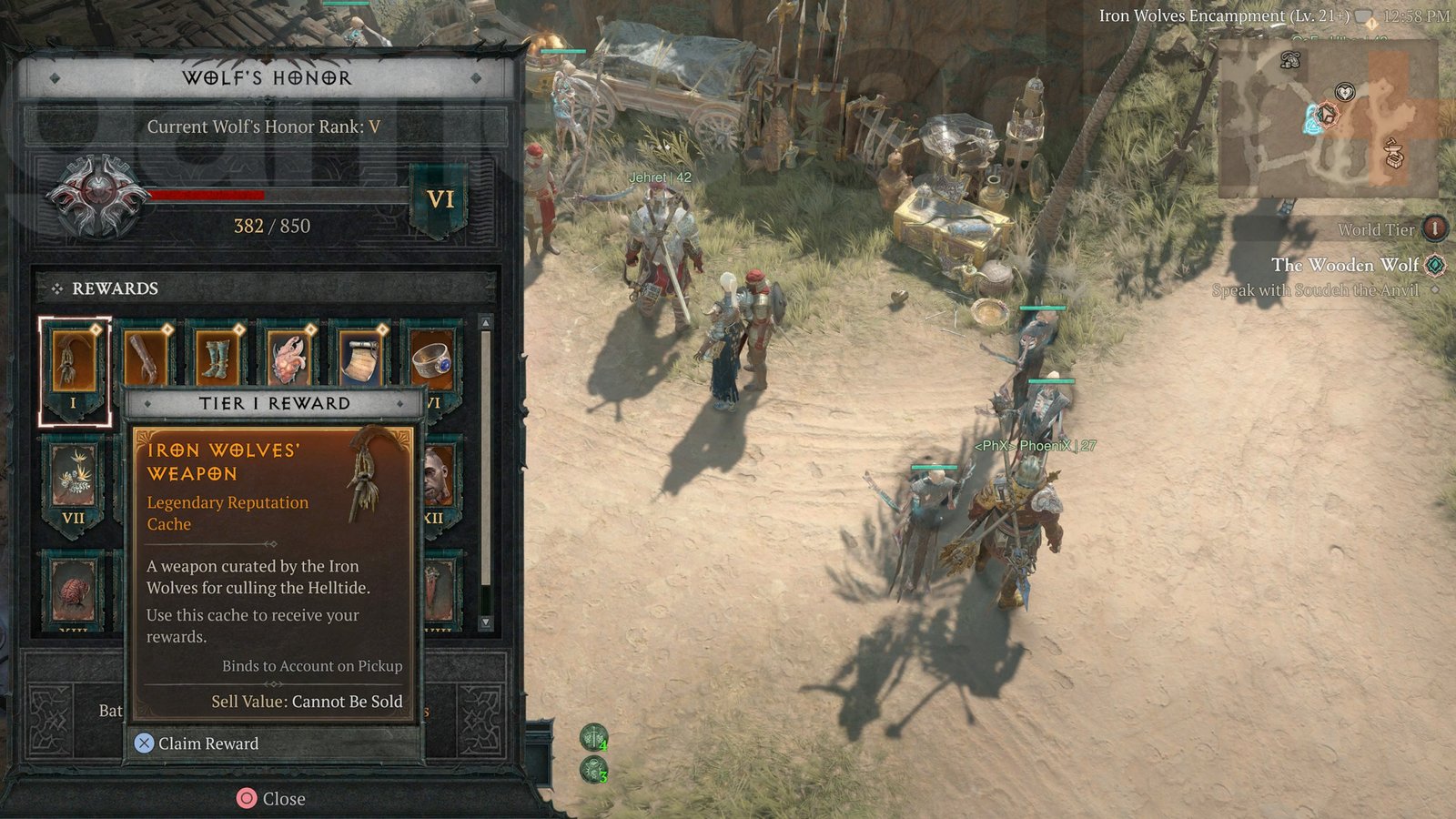 Diablo 4 Wolf's Honor rewards