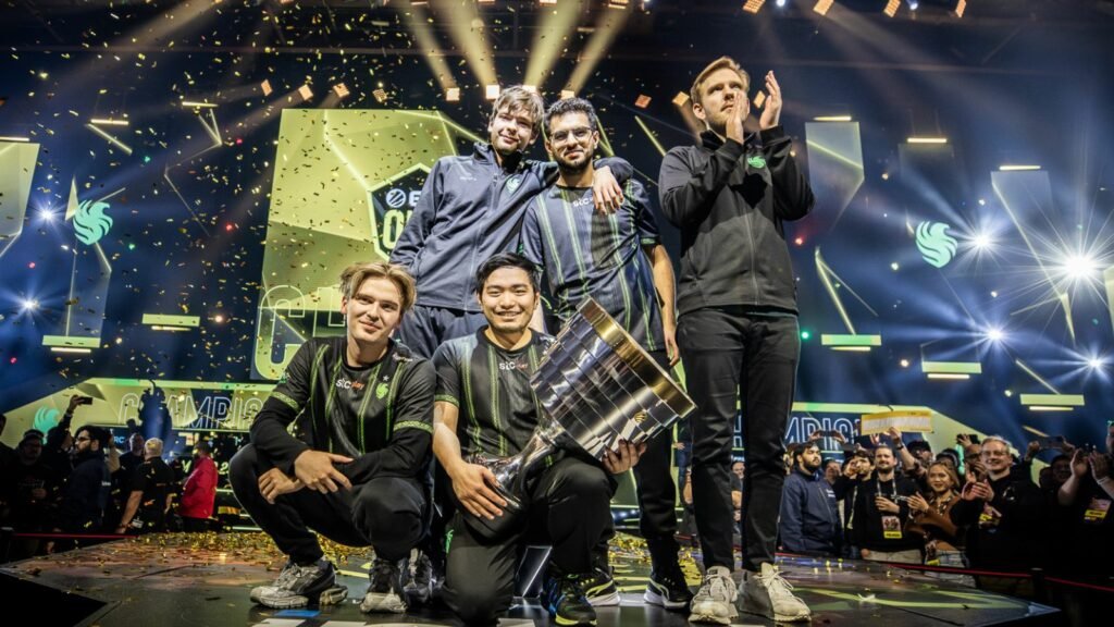 PGL Wallachia Season 1: Расписание, результаты, формат, команды, где смотреть Team Falcons pose with their trophy after winning the ESL One Birmingham 2024