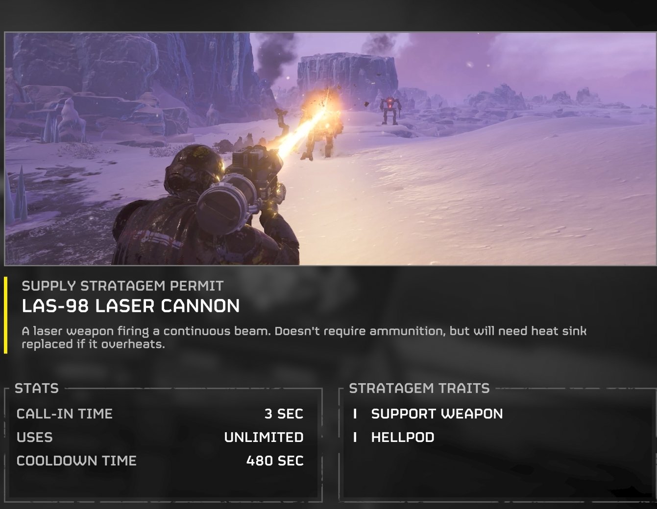 Helldivers 2 laser cannon