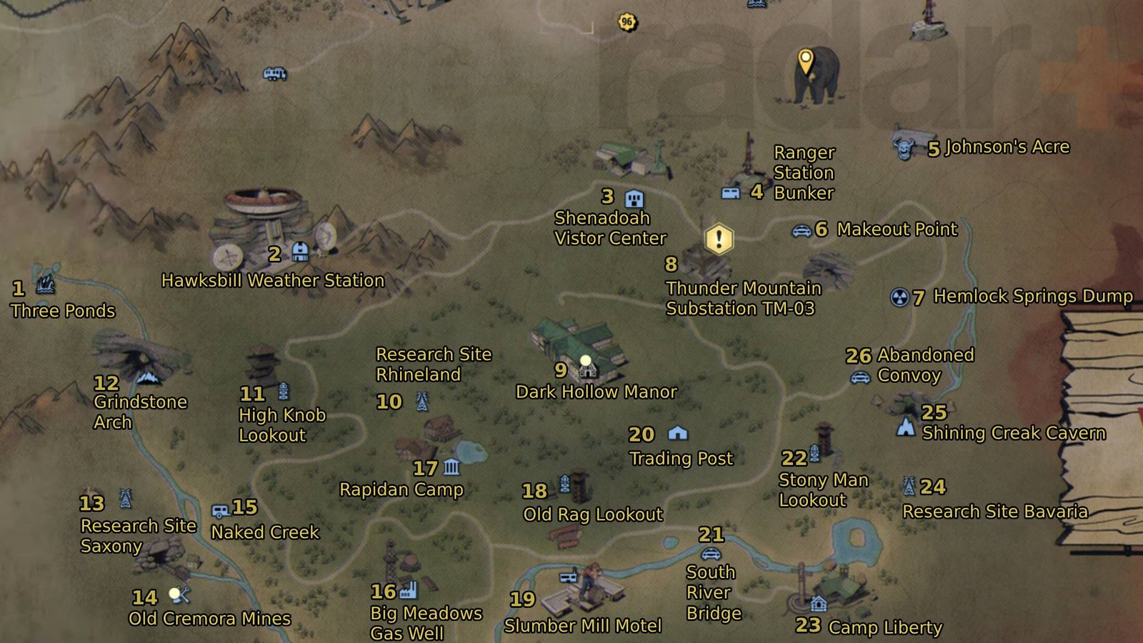 Fallout 76 skyline valley map