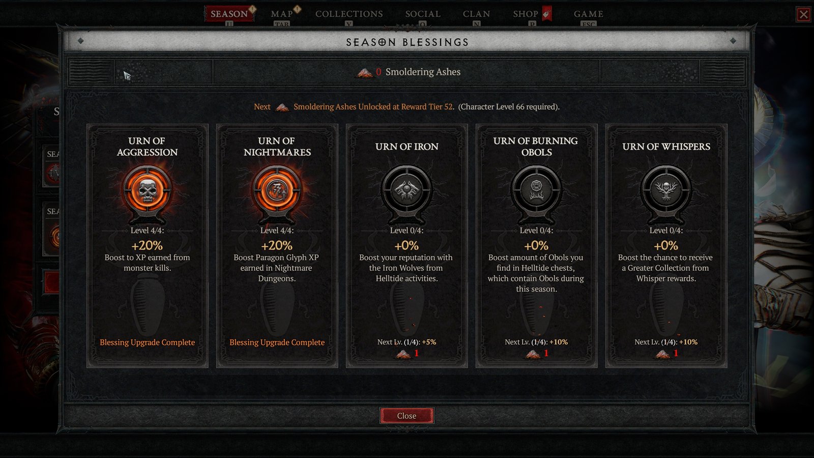 Diablo IV Blessings Smoldering Ashes