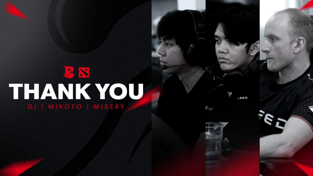 Bleed Esports 2024 Dota 2 roster update with Rafli "Mikoto" Fathur Rahman, Djardel "DJ" Mampusti, and Rasmus "MISERY" Filipsen released from the team