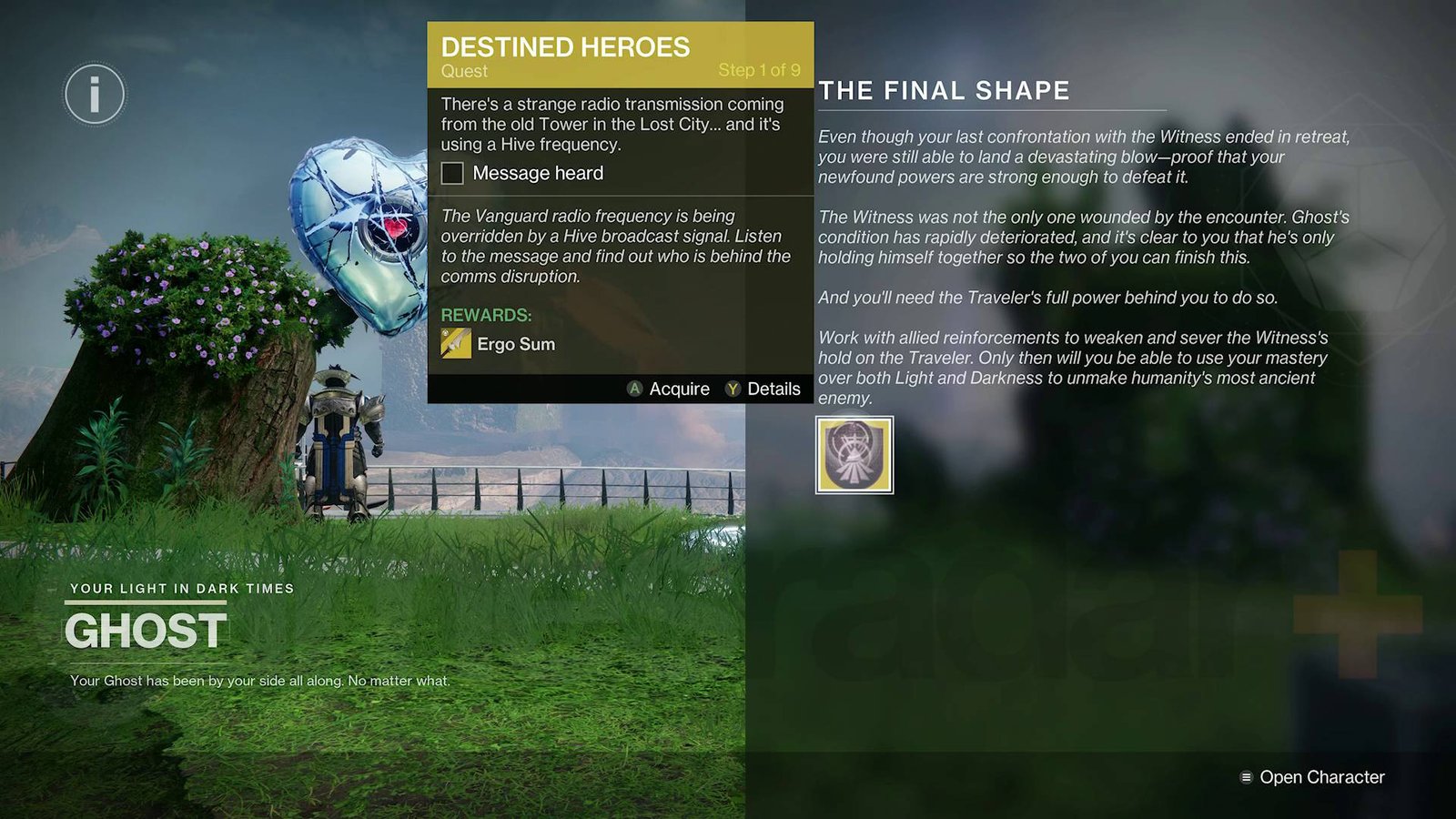 Destiny 2 Ergo Sum sword Destined Heroes quest
