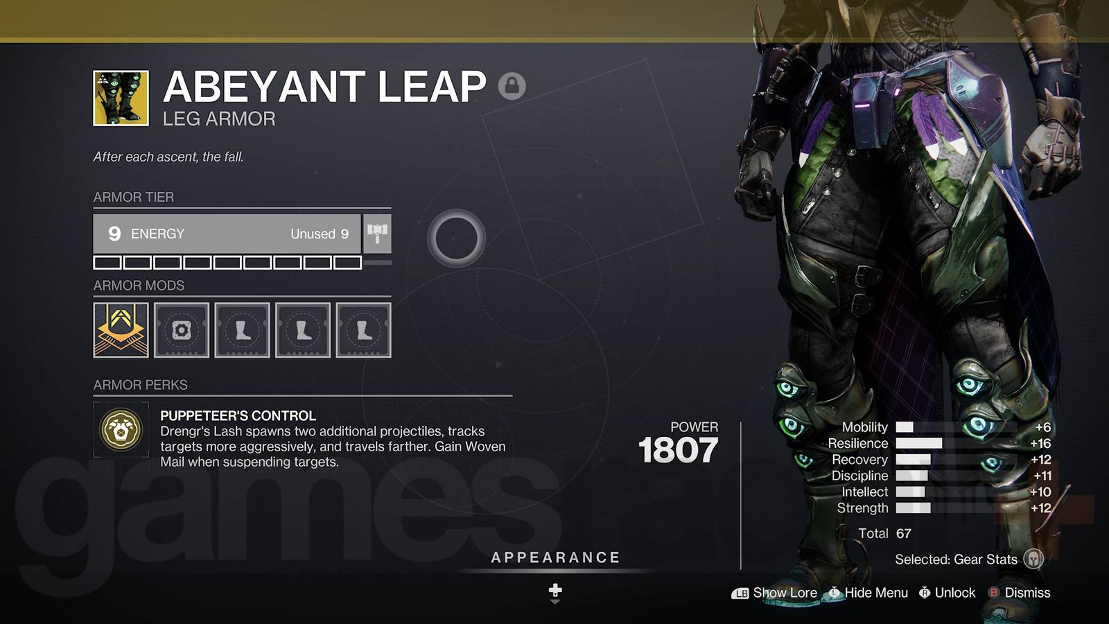 Destiny 2 Exotic armor Titan legs abeyant leap