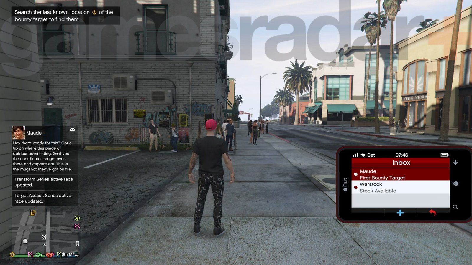 GTA Online Bounty Hunting target received by text from Maude