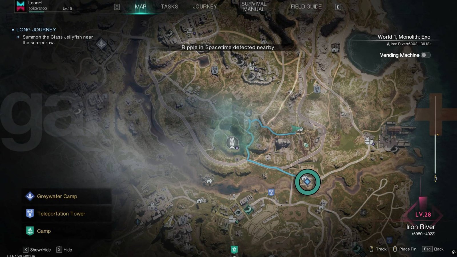 once human long journey Scarecrow location map