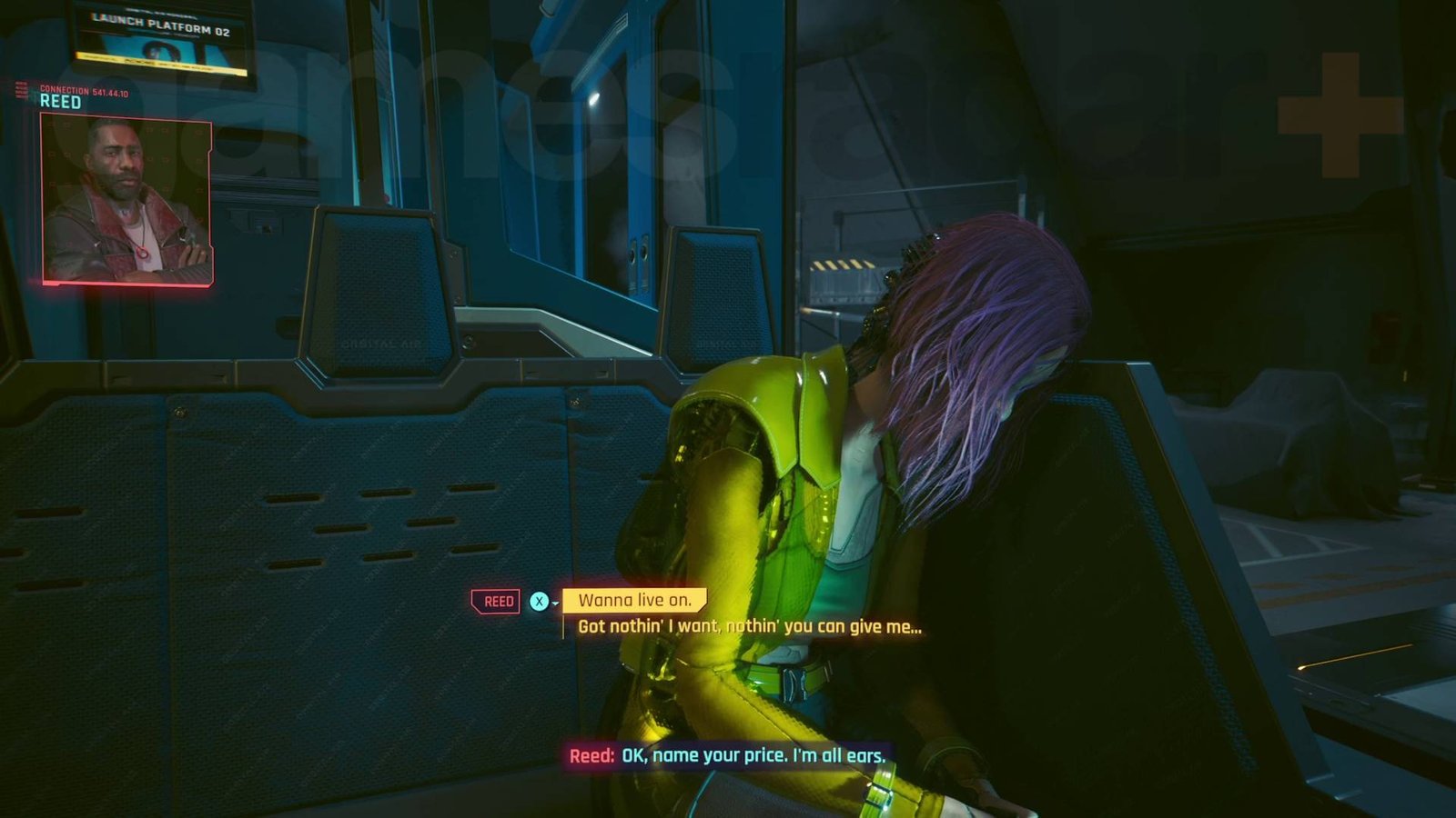 Cyberpunk 2077 Phantom Liberty endings calling Reed to take Songbird while on train