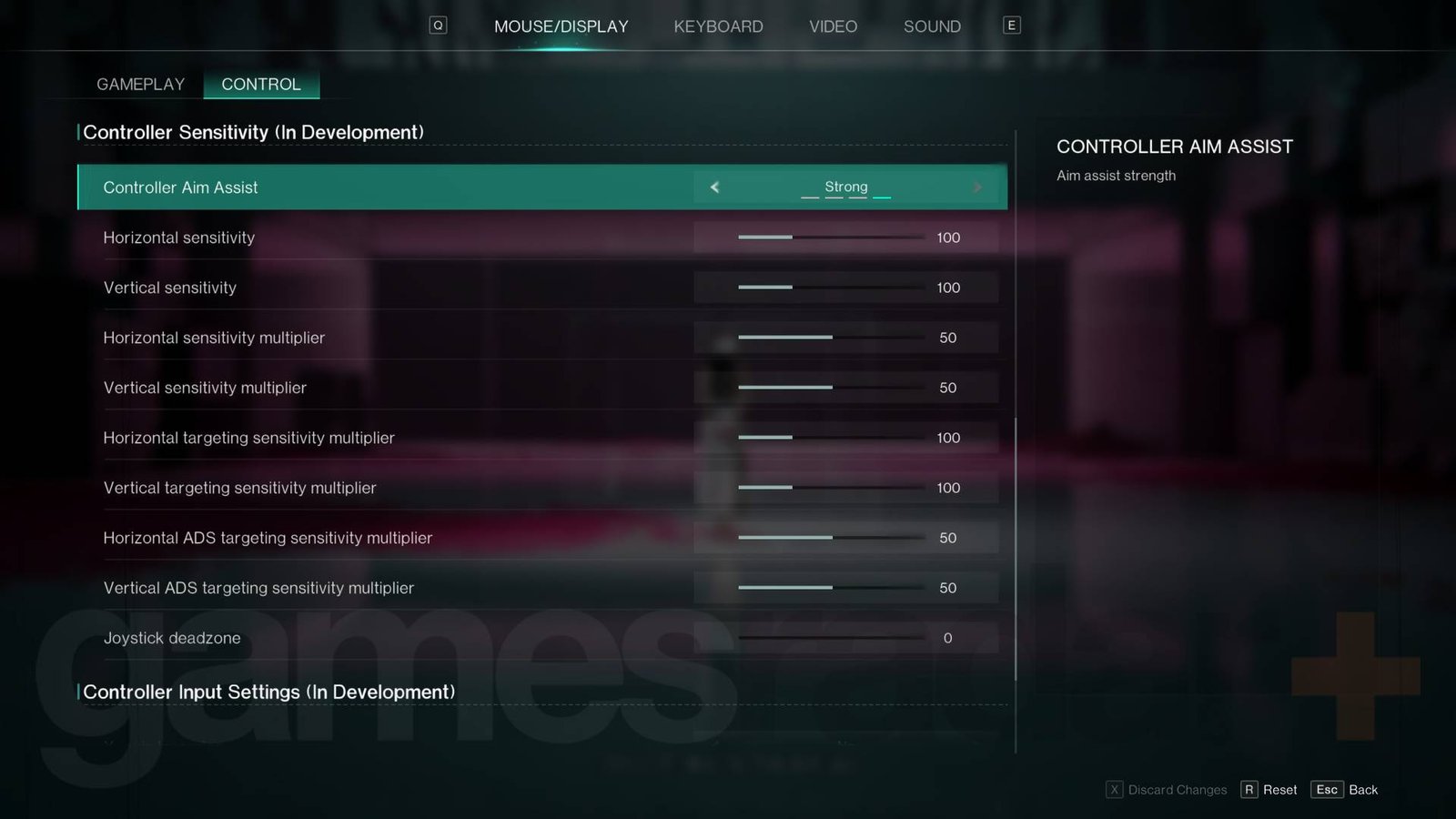 Once Human controller setting menu