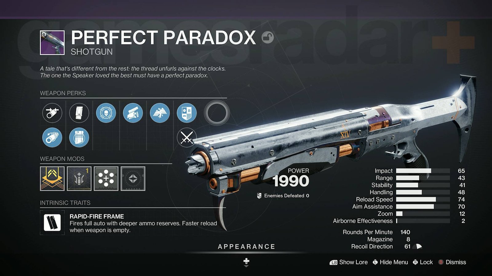 Perfect Paradox с лучшими перками для PvE в Destiny 2