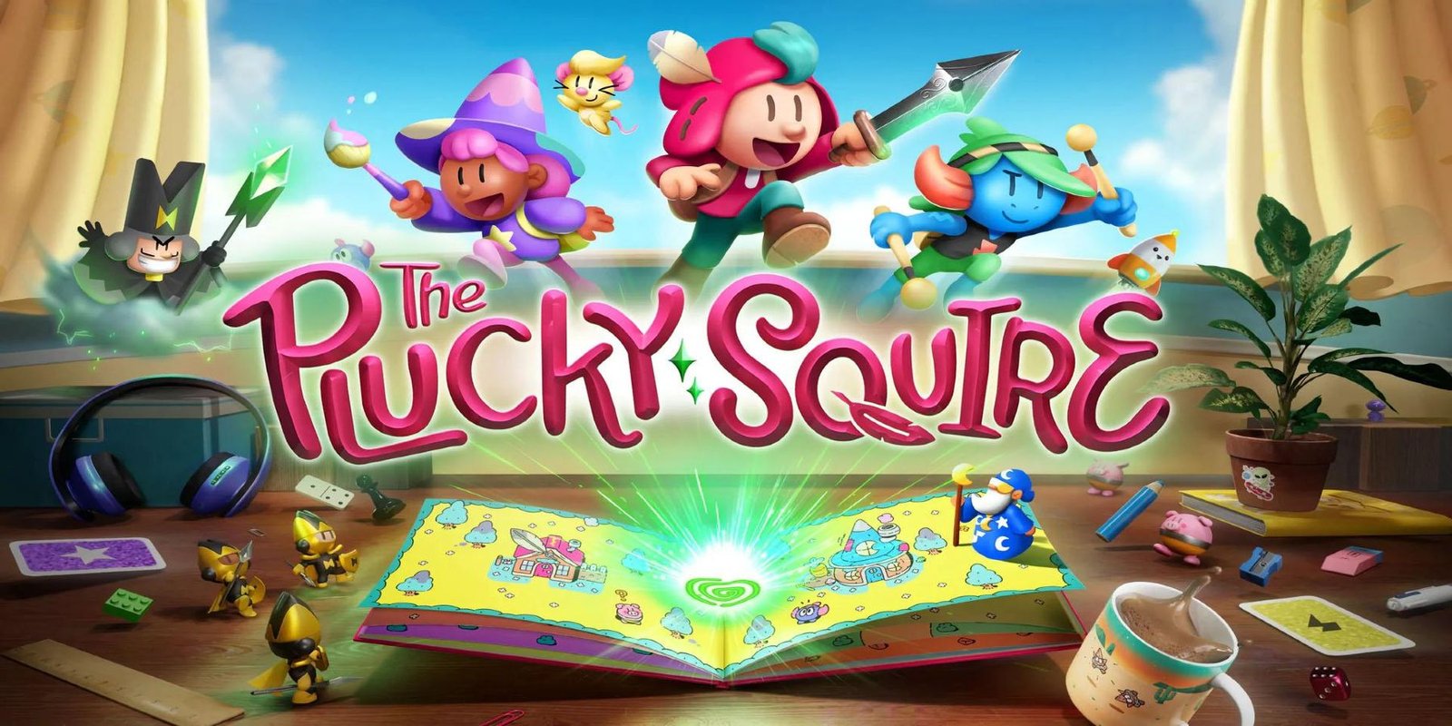 Логотип The Plucky Squire с персонажами игры