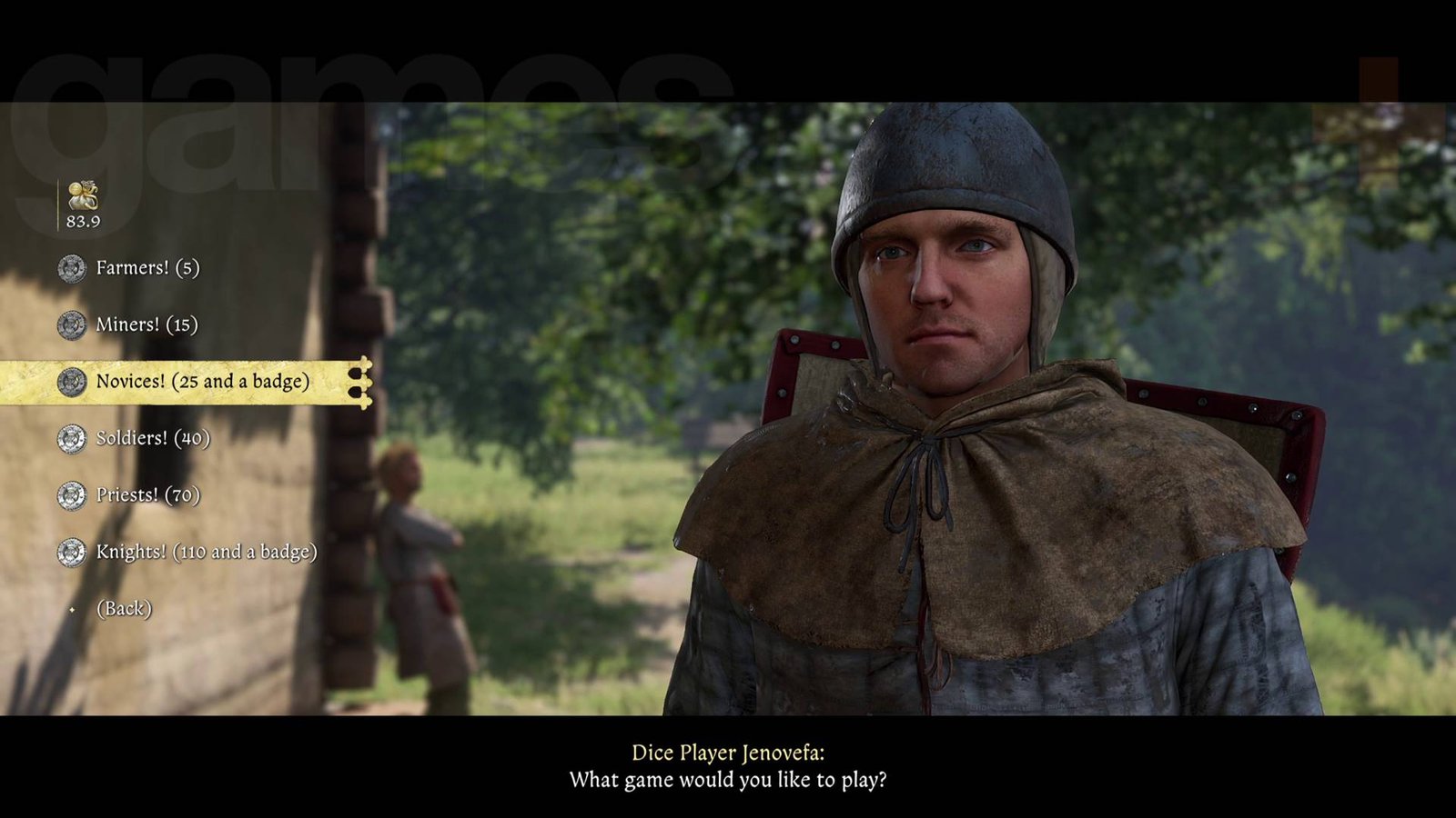 Генри устанавливает ставку за столом для игры в кости в Kingdom Come Deliverance 2